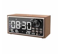 Giwnhvx Radio-Réveil Vintage à Double Alarme avec Charge sans, Radio FM, Affichage LED, Contrôle de la Luminosité pour la Chambre à Coucher
