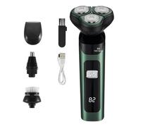 Giwnhvx Rasoir Électrique Affichage Numérique LCD Rasoir Intelligent Rechargeable Flottant Trois Têtes Rasoir Étanche avec Charge Type C Vert