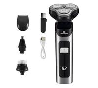 Giwnhvx Rasoir Électrique LCD Affichage Numérique Trois Têtes Flottantes Rechargeable Rasoir Intelligent Étanche Rasoir Type-C Charge Argent