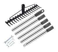 Giwnhvx Râteau Scarificateur de sol avec tête en métal à 17 dents en acier inoxydable avec poignée en acier inoxydable pour ramasser les feuilles et niveler la pelouse durable, facile à utiliser