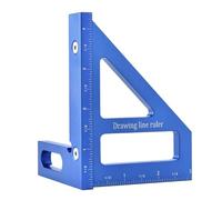 Giwnhvx Règle de mesure multi-angle, rapporteur carré en alliage d'aluminium 45/90 degrés, facile à installer, bleu