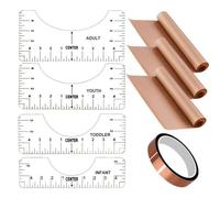 Giwnhvx Règle de t-shirt en PTFE - Ruban thermique en plastique marron + 3 feuilles PTFE pour la chaleur - 40,6 x 30,5 cm - Guide de règle pour l'alignement du vinyle