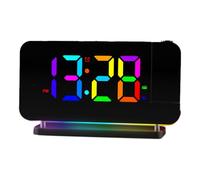 Giwnhvx Réveil de Projection Radio FM avec Veilleuse RVB, Écran LED, Réveil de Bureau, Luminosité Réglable, Noir
