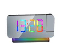 Giwnhvx Réveil de Projection Radio FM avec Veilleuse RVB, Écran LED, Réveil de Bureau, Luminosité Réglable, Blanc