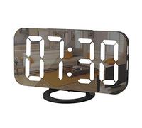 Giwnhvx Réveil Numérique Grand Écran LED en Miroir, Chargeur USB, Fonction Snooze Mode Faible à Côté de l'horloge de Bureau pour Chambre Noire