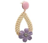 Giwnhvx Rotin en Forme de Goutte GéOméTrique Tissé Mode Pendentif Floral Boucles D'Oreilles en Cristal Femme Violet