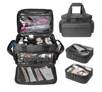 Giwnhvx Sac à cosmétiques double amovible et séparable pour ranger les cosmétiques et les produits de soins capillaires. Sac pour cosmétiques multifonctionnel