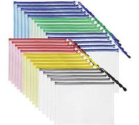 Giwnhvx Sac à documents avec fermeture éclair (6 couleurs, lot de 30), pour documents imperméable, format lettre pour matériel scolaire