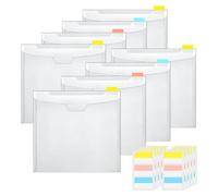 Giwnhvx Sac à Documents Transparent Horizontal Sac À Clignotant PP Mini Sac à Documents de Papeterie A5 Sac à Documents avec Étiquette (8 Pièces)