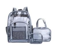 Giwnhvx Sac à dos imperméable unisexe transparent adolescent grande capacité sacs à dos costume 3 pièces sac multifonction portable, B