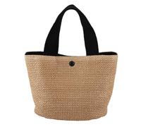 Giwnhvx Sac à main tressé en paille pour femme - Style bohème - Pour l'été - Noir