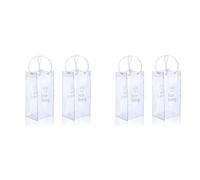 Giwnhvx Sac à vin glacé pour vin transparent pliable portable avec poignée pour fête, activités de plein air, champagne, bière froide, lot de 4
