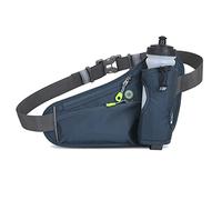 Giwnhvx Sac banane multifonctionnel pour fitness - Étanche - Avec porte-bouteille - Pour homme et femme - Pour la course à pied, le cyclisme, la randonnée, la marche - Gris foncé