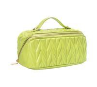 Giwnhvx Sac de voyage en cuir de maquillage, sac de toilette de grande capacité, organisateur pour, avec poche intérieure imperméable, durable et facile à utiliser, vert
