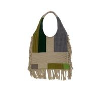 Giwnhvx Sac fourre-tout en tricot au crochet pour femme - Style vintage - Patchwork - Pompon - Design tendance - Sac à main pour femme A