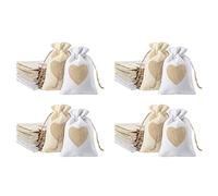 Giwnhvx Sacs en Toile d'Emballage, 80 Pièces 4X5,5 Pouces avec Cordon de serrage Une Forme de Coeur Sac Cadeau de Toile Sacs de Bonbons Poches pour San- Noël