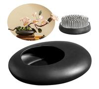 Giwnhvx Sentimental Lot de vases en céramique en forme de galet avec 2 supports de tige FlowerFrog Pin Frog Noir