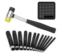 Giwnhvx Set de perforateurs pour trous vides (1,0-10 Mm), outil pour percer la peau, 12 tailles avec pour sculpter la peau et tapis de coupe, perforateur
