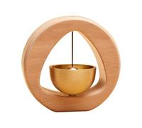 Giwnhvx Sonnette de Porte en Laiton Dopamine Cloche en Bois Carillon Éolien D'Entrée Cadeau de Pendaison de Crémaillère Japonais Pendentif D'Entrée Triangle