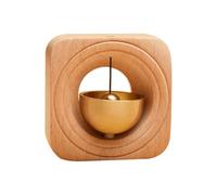 Giwnhvx Sonnette de Porte en Laiton Dopamine Cloche en Bois Carillon Éolien D'Entrée Cadeau de Pendaison de Crémaillère Japonais Pendentif D'Entrée Carré