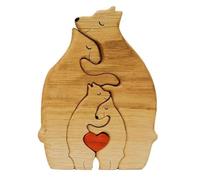 Giwnhvx Statue de Famille d'ours en Bois, Puzzle d'art Familial, Ornement de Bureau, Puzzle de Cœur Familial, Décoration de, Cadeau de Fête des Mères, B et Facile à Utiliser
