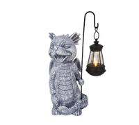Giwnhvx Statue de jardin avec dinosaure, décoration extérieure, sculptures et statues de jardin avec terrasse solaire, décoration de jardin en résine, cadeau pour femme, maman