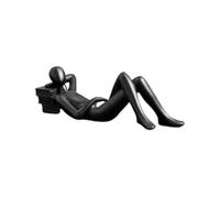 Giwnhvx Statue de Lecture Nordique Figurines en Résine Décoration de Bureau Sculpture Art Moderne Ornement Décoration de Maison Bureau Artisanat Noir D