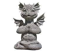Giwnhvx Statue de MéDitation de Dragon de Jardin Rassemblant L'Ornement de RéSine de 18 Cm DéCoration de Cour ExtéRieure-A
