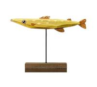 Giwnhvx Statue de poisson en bois nordique décorations d'intérieur sculpture de poisson ornements salon chambre restaurant décoration B
