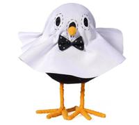 Giwnhvx Statue d'oiseau debout d'Halloween, statue d'oiseau fantôme, poupée d'oiseau d'Halloween, décoration de fenêtre de maison de bureau, blanc