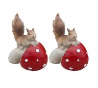 Giwnhvx Statue en Résine en Forme de Champignon Écureuil, Décoration D'Extérieur pour Jardin, Cour, Pelouse