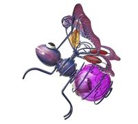 Giwnhvx Statue Solaire Insecte avec LED Fée Lumière Ornement Extérieur Imperméable Arbre Suspendu pour Décoration Artistique Cour, Violet