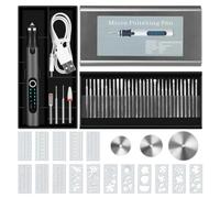 Giwnhvx Stylo de gravure avec 37 bits, rechargeable par USB, machine de gravure sans fil avec boîte, graveur rotatif portable, facile à utiliser, noir