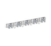 Giwnhvx Support de montage mural en acier inoxydable avec 5 supports et 4 crochets, organisateur pour balais, porte-outils pour la maison, la cuisine, le garage, gris
