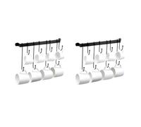 Giwnhvx Support mural pour tasse à café : 43,2 cm noir - Crochets de suspension pour tasses à café - Organiseur de rangement pour tasses à café - 4 pièces