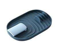 Giwnhvx Support pliable pour couvercles de casseroles, porte-spatules, support de rangement intégré, support de rangement pour cuisinière de cuisine, outils de drainage bleu