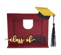 Giwnhvx Table tridimensionnelle, cadeau pour la saison de remise des diplômes, ornements en bois, cadre photo, cadeau commémoratif pour la remise de diplôme, rouge
