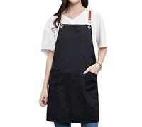 Giwnhvx Tablier de Barbier RéGlable en Coton Doux Noir avec Poches de Grande Taille Tabliers de Couleur VêTements de Cuisine