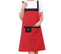 Giwnhvx Tablier de Coiffeur Rouge ImperméAble Uniforme Bavoir RéGlable avec 2 Poches Kit de Coiffeur Outil de Cheveux de Salon