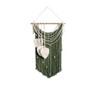 Giwnhvx Tapisserie murale de style bohème avec des feuilles et des glands, tressé chic tissu à la main vert bohème