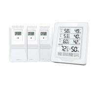 Giwnhvx Thermomètre et hygromètre numérique avec 3 capteurs, écran rétroéclairé blanc grand écran, enregistreur