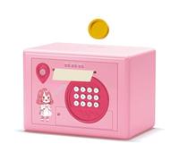 Giwnhvx Tirelire pour enfants, boîte d'économie d'argent avec mot de passe et empreintes digitales, tirelire pour pièces, guichet automatique, cadeau pour anniversaire, rose