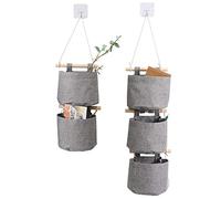 Giwnhvx Tissu de coton et lavable, suspendu, avec 5 poches au-dessus de la paroi, porte-organisateur pour chambre à coucher, salle de bain