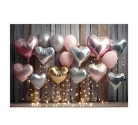 Giwnhvx Toile de fond européenne et américaine 210 x 150 cm avec ballon rose cœur bannière pour photographie facile à utiliser, F