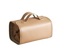 Giwnhvx Trousse de Maquillage de Voyage de Grande Capacité, Pochette de Rangement avec Design Pliable, Trousse de Toilette et de Maquillage Imperméable Marron