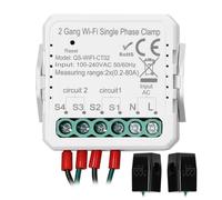 Giwnhvx Tuya WiFi 80A Pince monophasée solaire PV bidirectionnelle compteur d'énergie bidirectionnelle Contrôle par application, 2 gang