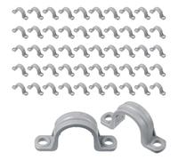 Giwnhvx Tuyau en PVC avec double trou - Conduit en plastique avec collier de serrage en U - Clip en PVC - 2 trous (50 pièces, 1/2")