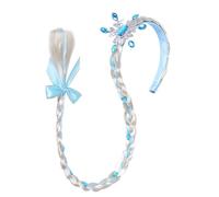 Giwnhvx Une Princesse Habiller des Perruques, Princesse Longue Perruque Tressée Bandeaux pour Filles Cosplay Princesse Postiche Coiffure Facile à Utiliser Bleu