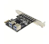 Giwnhvx USB3.2 GEN1 Carte d'extension PCIE 4 ports USB-A 5 Gbit/s Carte d'extension Riser pour WIN7/10/11 LINUX