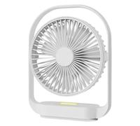 Giwnhvx Ventilateur de bureau USB avec veilleuse - Ventilateur de table électrique rechargeable pour chambre à coucher et bureau - Blanc